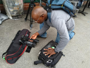 Filming in Manchester, England