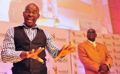 Delivering a thank you speech after accepting my literature award from the PanSALB in Cape Town